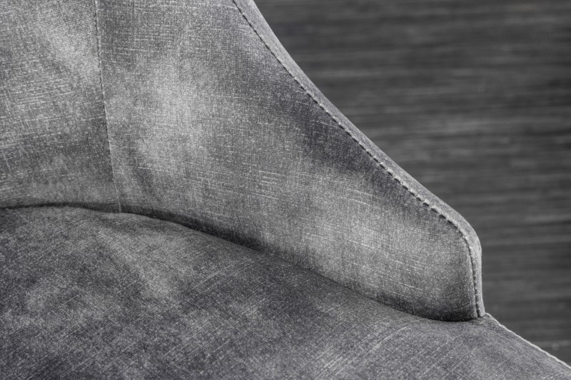 Chaises design capitonné PAULA avec pied baroque en acier inoxydable, velours, gris, doré Chaises design capitonné PAULA avec pied baroque en acier inoxydable, velours, gris, doré