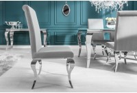 Chaise de salle à manger design baroque coloris gris argenté