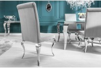 Chaise de salle à manger design baroque coloris gris argenté