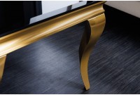 Table basse 100cm verre opale noir de style baroque pieds doré