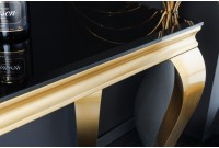 Console design baroque de 140cm verre opale noir pieds doré