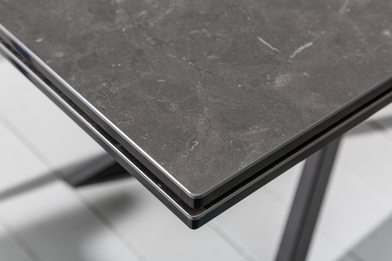 Table à manger 180-220-260cm céramique  aspect de pierre graphite