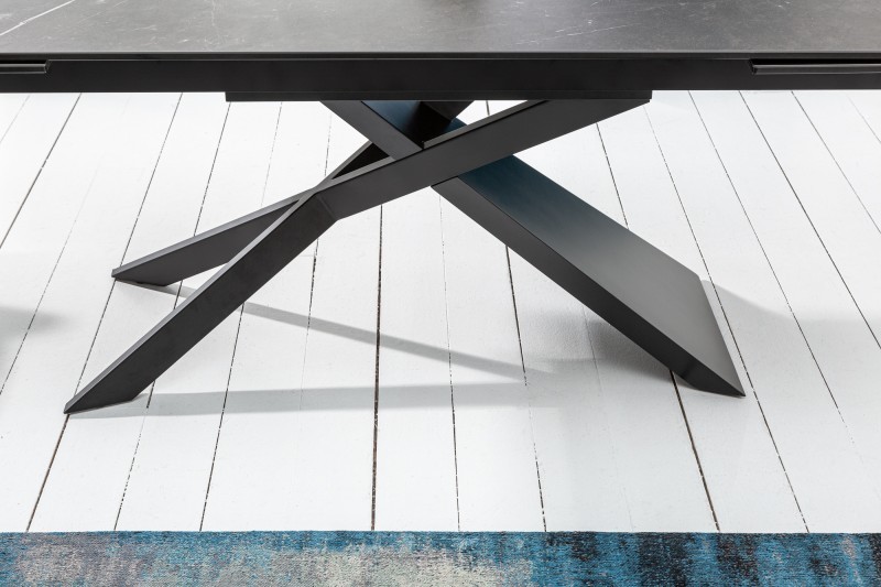 Table à manger 180-220-260cm céramique  aspect de pierre graphite