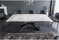 Table à manger extensible 180-220-260cm céramique  aspect marbre blanc
