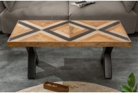 Table basse rectagulaire en bois massif  décoration en mosaïque géométrique