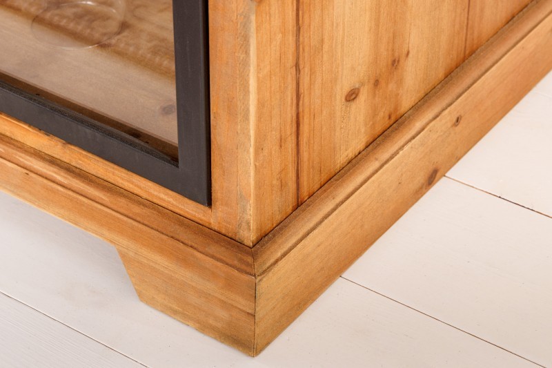 Meuble TV HENRY en bois sapin industriel 160 cm avec 2 portes coulissantes
