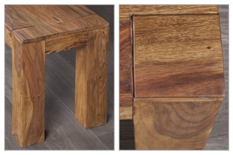 Banquette 140 cm design en bois massif sheesham