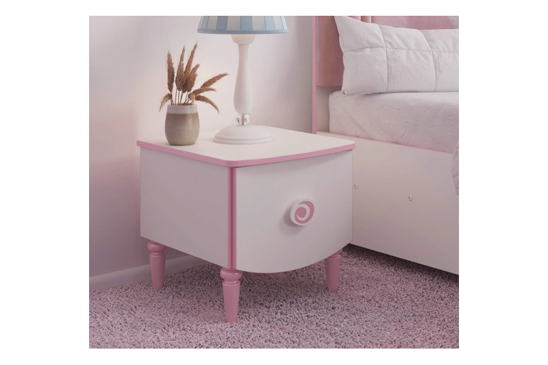 Table de chevet PRINCESSE design  pour fille effet rose et chêne