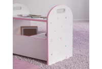 Banc avec coffre de rangement design princesse coloris rose et blanc