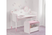 Banc avec coffre de rangement design princesse coloris rose et blanc