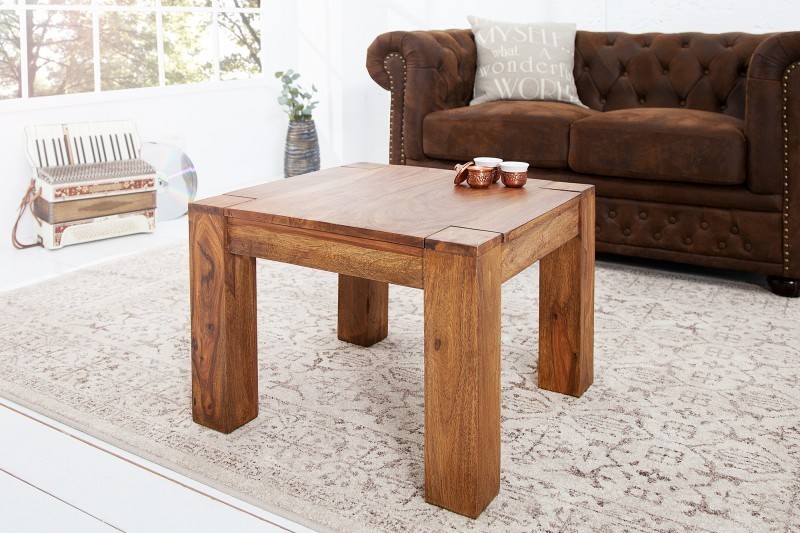 Table basse 60 cm en bois sheesham coloris ciré naturel