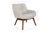 Fauteuil longue LONDON revetement tissu cooris sable avec pieds en noyer