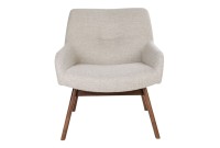 Fauteuil longue LONDON revetement tissu cooris sable avec pieds en noyer