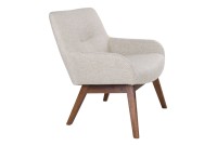 Fauteuil longue LONDON revetement tissu cooris sable avec pieds en noyer