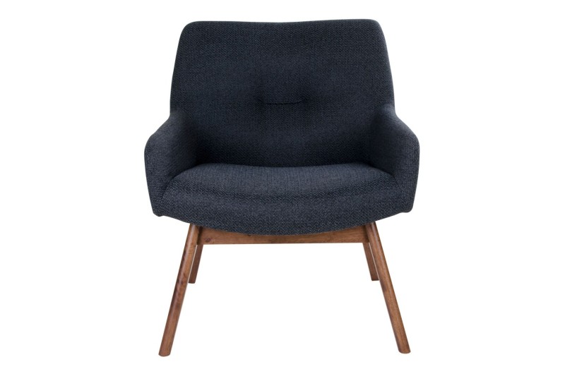 Fauteuil longue LONDON revetement tissu coloris gris foncé avec pieds en noyer