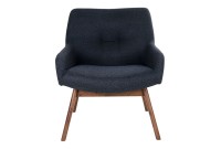 Fauteuil longue LONDON revetement tissu coloris gris foncé avec pieds en noyer