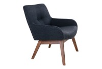 Fauteuil longue LONDON revetement tissu coloris gris foncé avec pieds en noyer