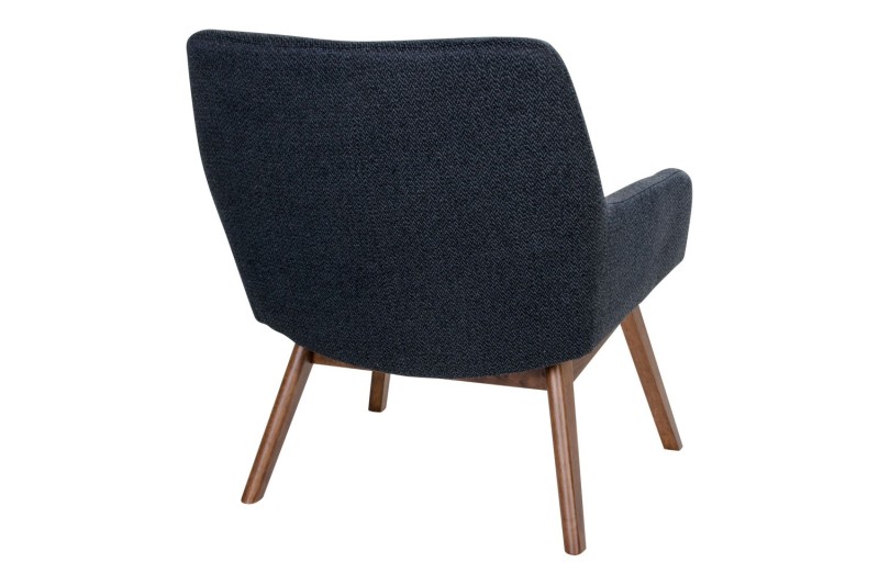 Fauteuil longue LONDON revetement tissu coloris gris foncé avec pieds en noyer