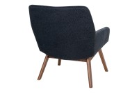 Fauteuil longue LONDON revetement tissu coloris gris foncé avec pieds en noyer