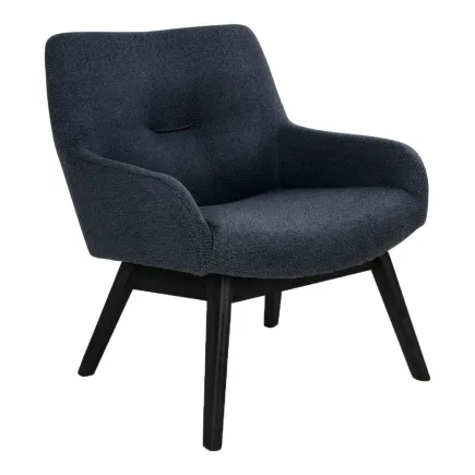 Fauteuil longue LONDON revetement tissu coloris gris foncé avec pieds en bois noir