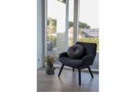 Fauteuil longue LONDON revetement tissu coloris gris foncé avec pieds en bois noir