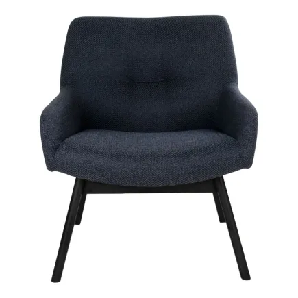 Fauteuil longue LONDON revetement tissu coloris gris foncé avec pieds en bois noir 2