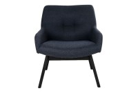 Fauteuil longue LONDON revetement tissu coloris gris foncé avec pieds en bois noir