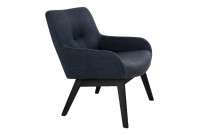 Fauteuil longue LONDON revetement tissu coloris gris foncé avec pieds en bois noir