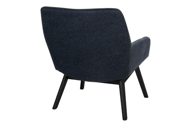 Fauteuil longue LONDON revetement tissu coloris gris foncé avec pieds en bois noir