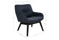 Fauteuil longue LONDON revetement tissu coloris gris foncé avec pieds en bois noir