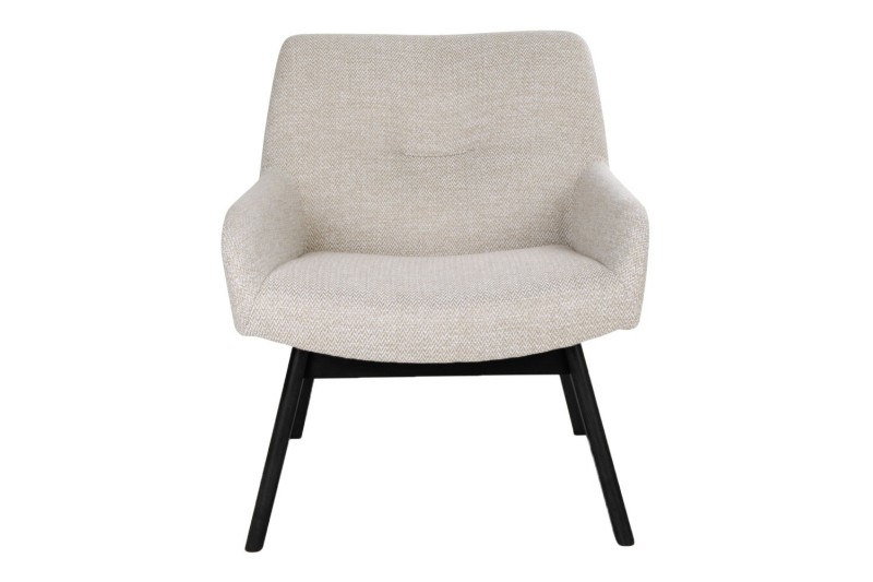 Fauteuil longue LONDON revetement tissu cooris sable avec pieds en bois hévéa