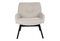 Fauteuil longue LONDON revetement tissu cooris sable avec pieds en bois hévéa