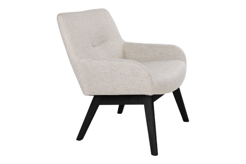 Fauteuil longue LONDON revetement tissu cooris sable avec pieds en bois hévéa