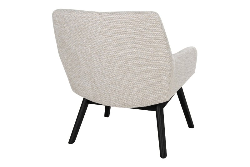 Fauteuil longue LONDON revetement tissu cooris sable avec pieds en bois hévéa