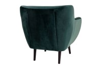 Fauteuil design scandinave en tissu vert avec pieds en bois naturel