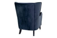 Fauteuil Compo au design classique revetement tissu couleur bleu foncé, pietement en bois hêtre