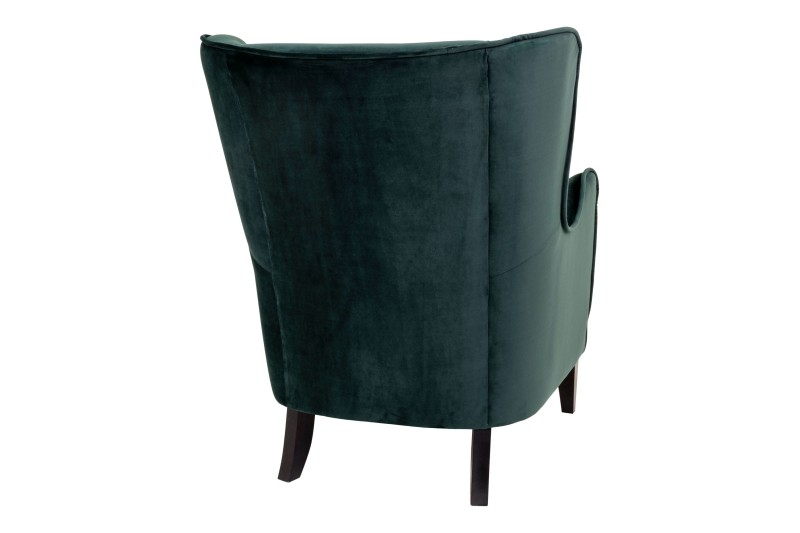 Fauteuil Compo au design classique revetement tissu couleur vert, pietement en bois hêtre