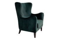 Fauteuil Compo au design classique revetement tissu couleur vert, pietement en bois hêtre