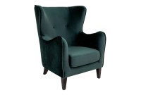 Fauteuil Compo au design classique revetement tissu couleur vert, pietement en bois hêtre