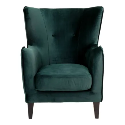 Fauteuil Compo au design classique revetement tissu couleur vert, pietement en bois hêtre 2