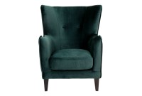 Fauteuil Compo au design classique revetement tissu couleur vert, pietement en bois hêtre