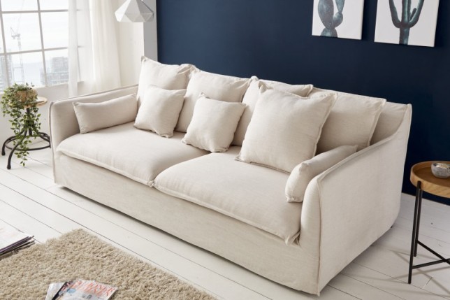 Canapé 3 places en tissu coloris beige
