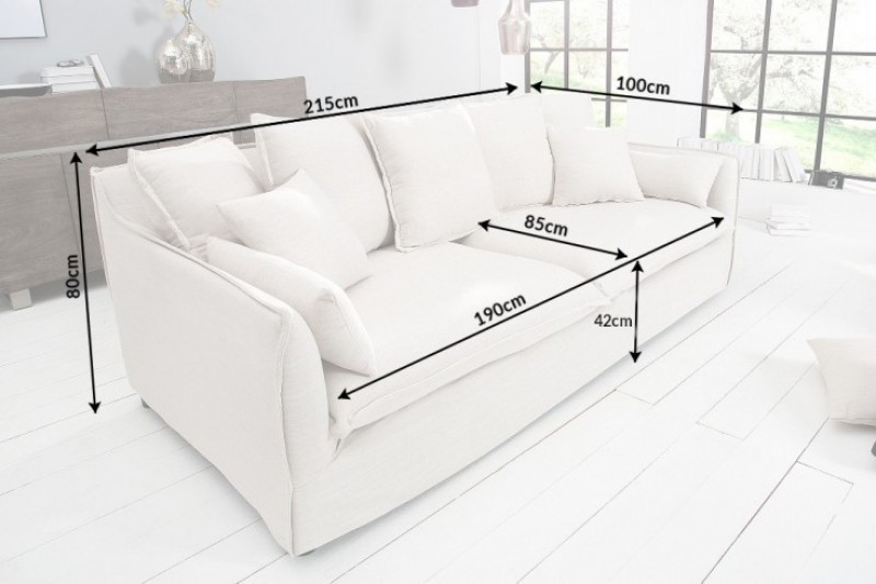 Canapé 3 places en tissu coloris beige