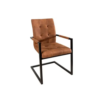 Chaise accoudoir cantilever capitonnées coloris Oxford  cognac 2