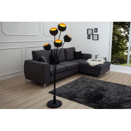Lampadaire design en métal coloris or noir 170cm 2