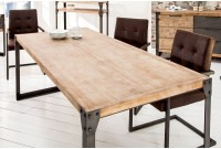 Table à manger 160x75 cm style industriel en bois massif d'acacia