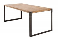 Table à manger 160x75 cm style industriel en bois massif d'acacia