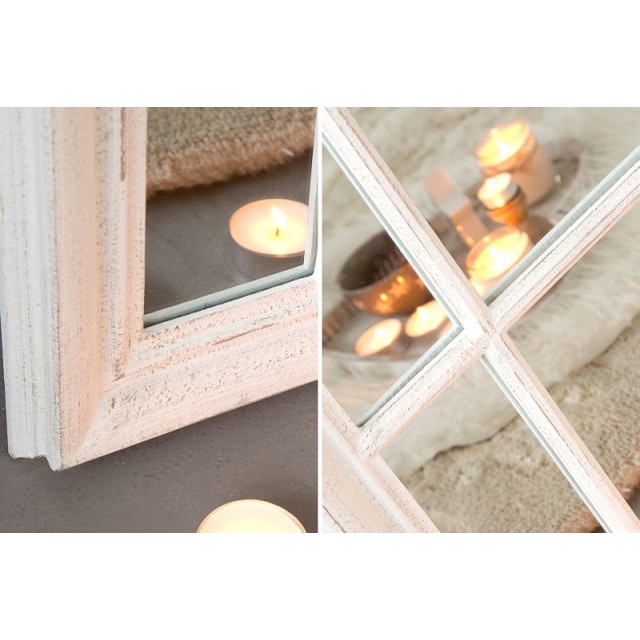 Miroir design Fenêtre avec cadre en bois blanc