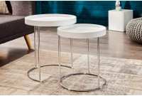Tables d'appoint gigogne blanche design bois / métal