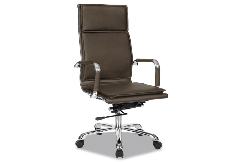 Fauteuil de bureau confortable roulant revêtu simili cuir cappuccino